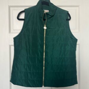 Like new, worn once. Michael Kors green vest. Gold zipper detail. Size L